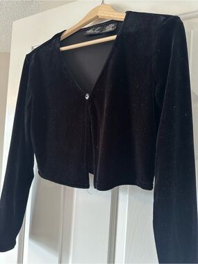 Kathie Lee Collection Black Velvet Cardigan